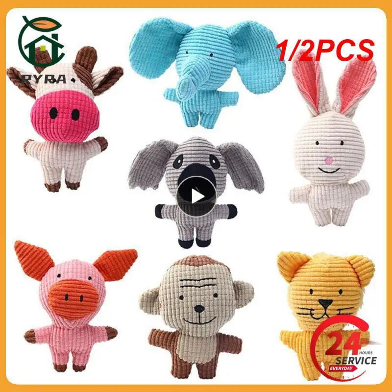 

1/2PCS Fun Pet Toy Donkey Shape Corduroy Chew Toy For Dogs Puppy Squeaker Squeaky Plush Bone Molar Dog Toy Pet Training Dog