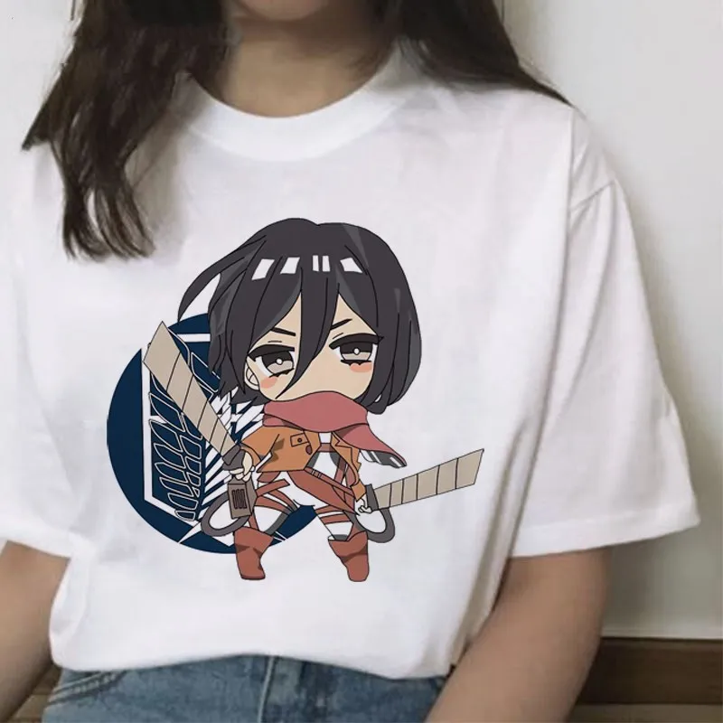 

Attack on Titan Funny Cartoon T-shirt Women Graphic Shingeki No Kyojin Tshirt Anime Cute T Shirt Harajuku Top Tees Female Kawaii