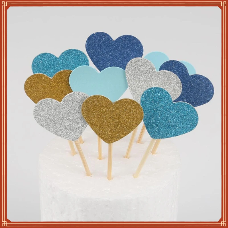 

Mini Heart Star Cupcake Toppers Birthday Cake Topper Decorating Picks Kids Wedding Party Decorations Baby Shower Favors
