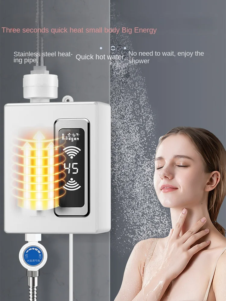 3500W Instant Heating Small Mini Electric Water Heater Rental Room Miracle Baby Sponge Household Quick Heating Shower Punch-Free