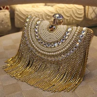 luxury rhinestones tassel clutch diamonds beaded evening bag chain shoulder messenger purse fashion evening bags for wedding bag