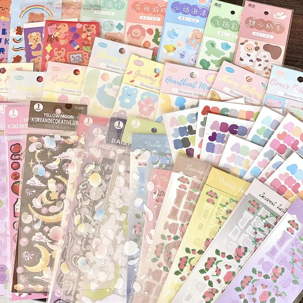 

Jellypal New Arrival 8pcs/6pcs/4pcs Full Set Series Decorative Stickers Kawaii Kpop Idol Card Album Sticker Korean Stationery