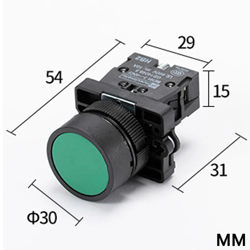Пластиковый Кнопочный Переключатель XB2-EA, 22 мм, кнопка запуска/остановки, Черная/белая стрелка, 10 А/415 В, самосброс/Мгновенный кнопочный переключатель символов