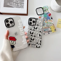 cartoon bear blocks phone cases for iphone 13 12 11 pro max xr xs max 8 x 7 se 2020 couple anti drop soft clear tpu cover