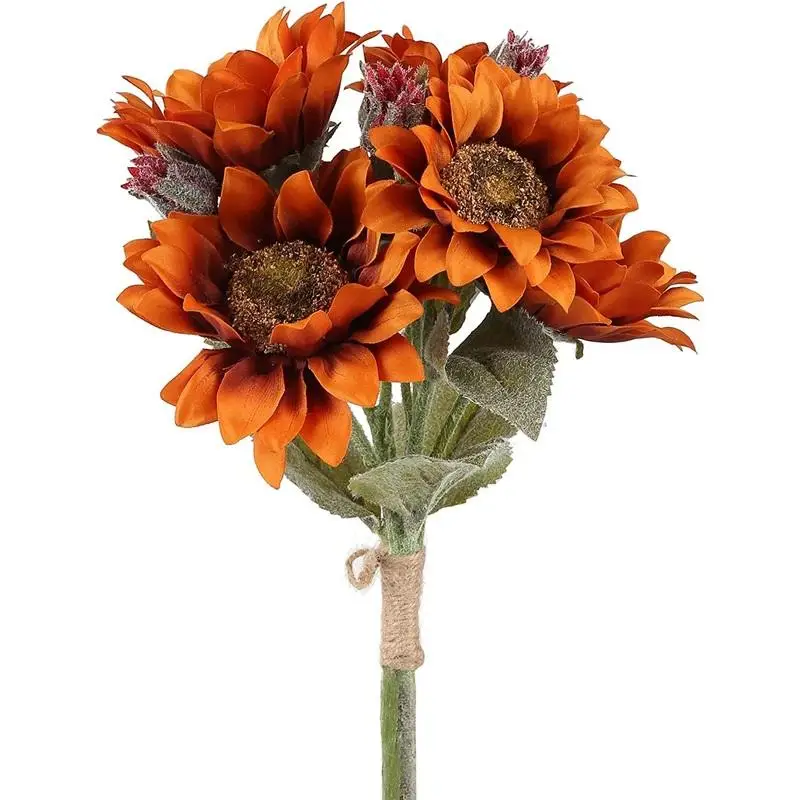 Sunflowers Artificial Flowers, 9 heads 14.2inch Artificial Sunflower  Bouquet Faux Sunflower Silk Sunflowers Artificial Sunflower Floral  Arrangement for Wedding Party Office Table Home Decor