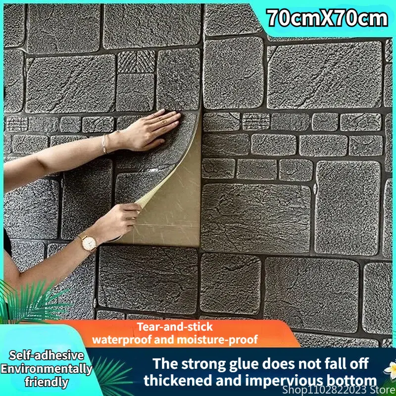 

3D Wall Sticker Self Adhesive Kids Room Waterproof Background Brick Pattern Wallpaper Mural Living Room Bedroom DIY Foam Sticker