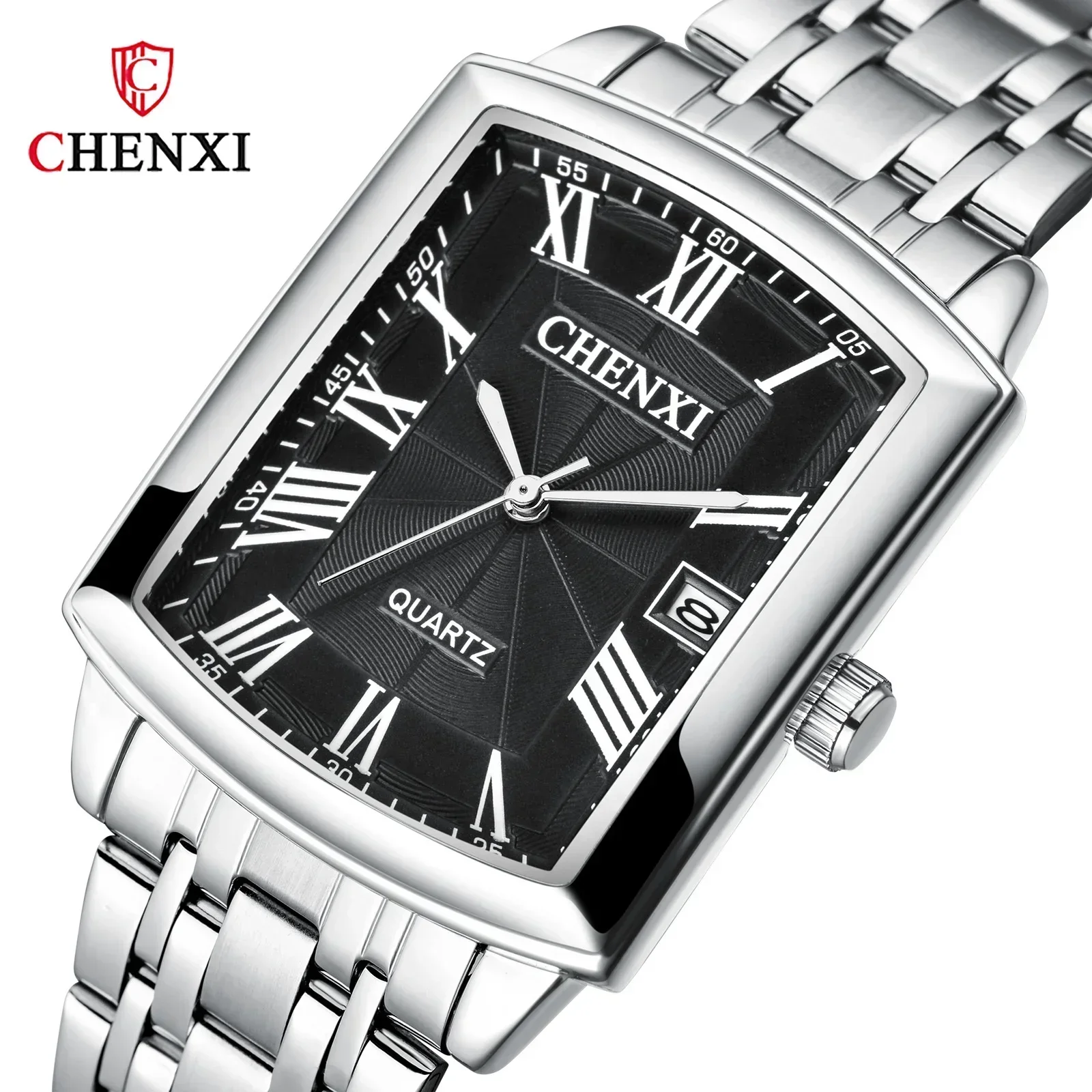 Chenxi 079A Пара Досуг Календарь Кварцевые Мужские Женские Часы Spor Montres Homme Серебряные