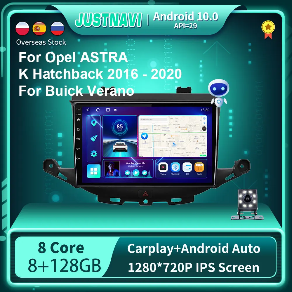 Автомобильный радиоприемник JUSTNAVI 8G 128G GPS RDS для Opel ASTRA K Hatchback 2016 - 2020 Buick Verano