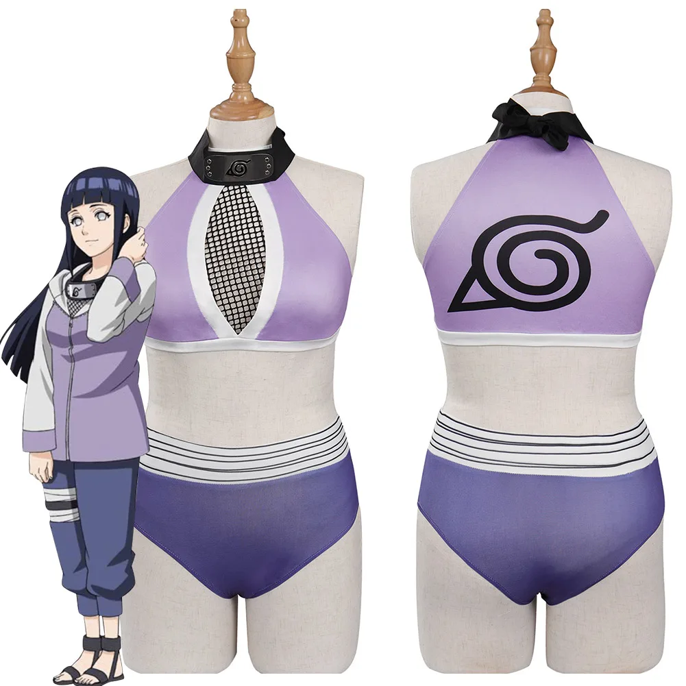 

Женский купальник размера плюс Hinata Hyuga, костюм для косплея, женское бикини, топ, шорты, повязка на голову, наряды, костюмы для Хэллоуина и карн...