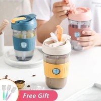 double drinking coffee cup 600ml plastic tumbler cute water bottle for girl portable sport straw kettle summer travel simple mug