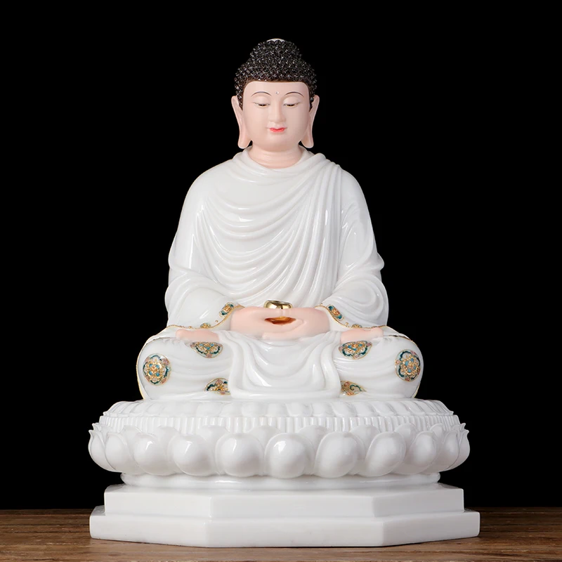 

48CM large Southeast Asia Buddhism HOME temple high-grade Sakyamuni Amitabha Buddha Patron saint jade statue bless safety health