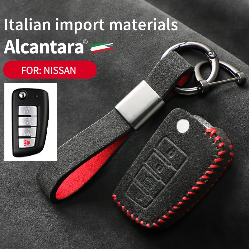 

Alcantara Suede Car Folding Key Case Cover Shell Protector for Nissan X-Trail Juke F15 Rogue Qashqai J11 Tiida Murano Maxima