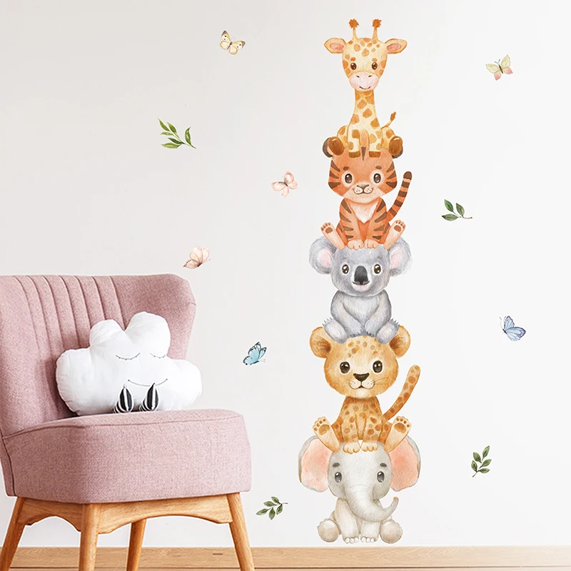 Наклейки на стену с милыми животными Jenga гостиная спальня дверь лестница фоновое