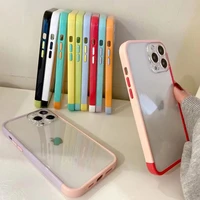 transparent frame phone case for iphone 11 13 12 pro max x xr xs max candy color border soft bumper protective apple back cover