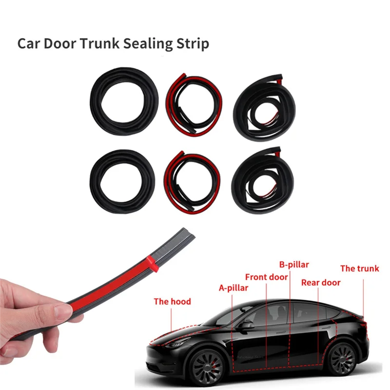 6 шт. резиновые автомобильные звукоизоляционные ленты для шумоподавления Tesla Model S