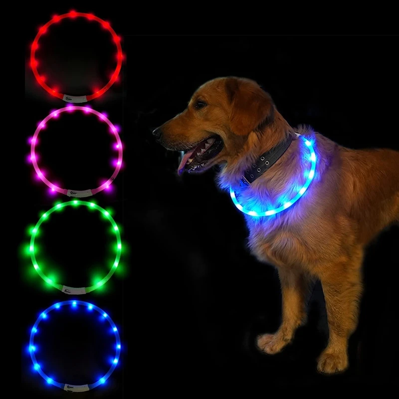 

Rechargeable USB Rechargeable LED Dog Collar For Small, Medium And Large Dogs, 70 Cm, Adjustable Length, 3 Modes