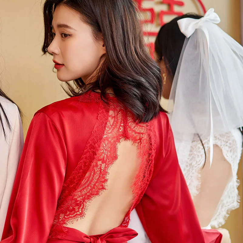 Flame Of Dream Morning Gown Lace  Bridesmaid Robe For Women 22787