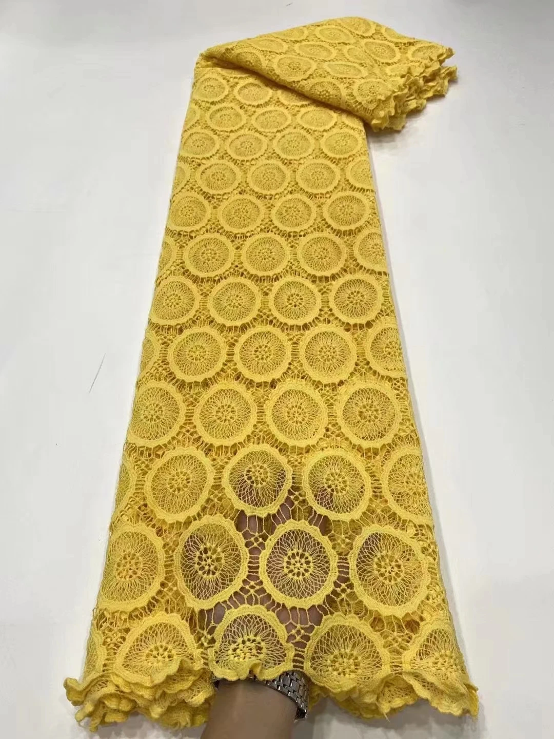

African Guipure Lace Fabric for Women Dress Fast Shipping Embroidery Milk Silk Material Cord Lace Fabric XDPG01