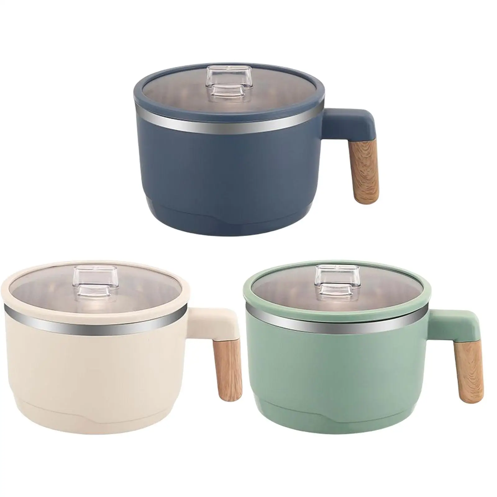 

Портативная миска для рамен с крышкой, миска для лапши, 1200 мл, Stockpot, Салатница, деревянная ручка для путешествий, пикника, планшетов, походов