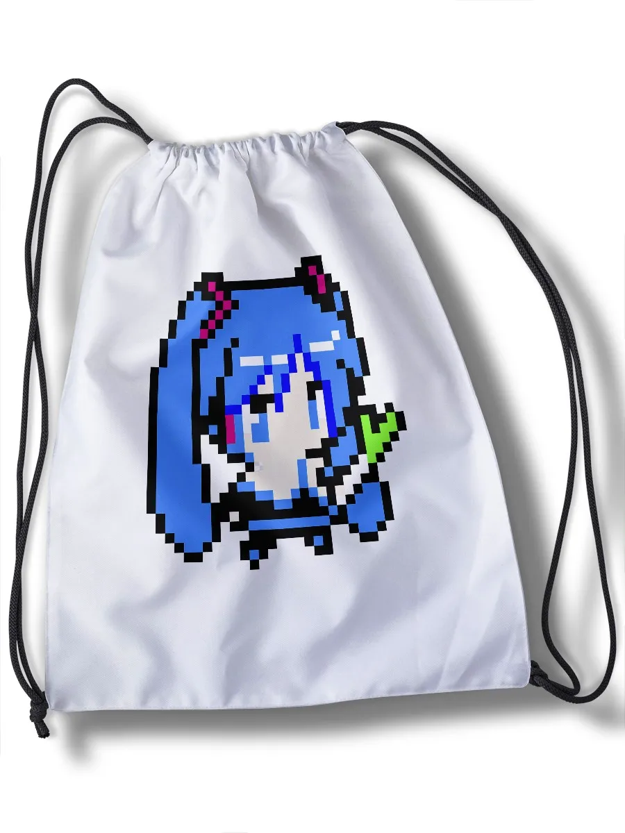 Мешок для cменной обуви пиксель арт (девочка хатсуне мику girl hatsune miku аниме game игры