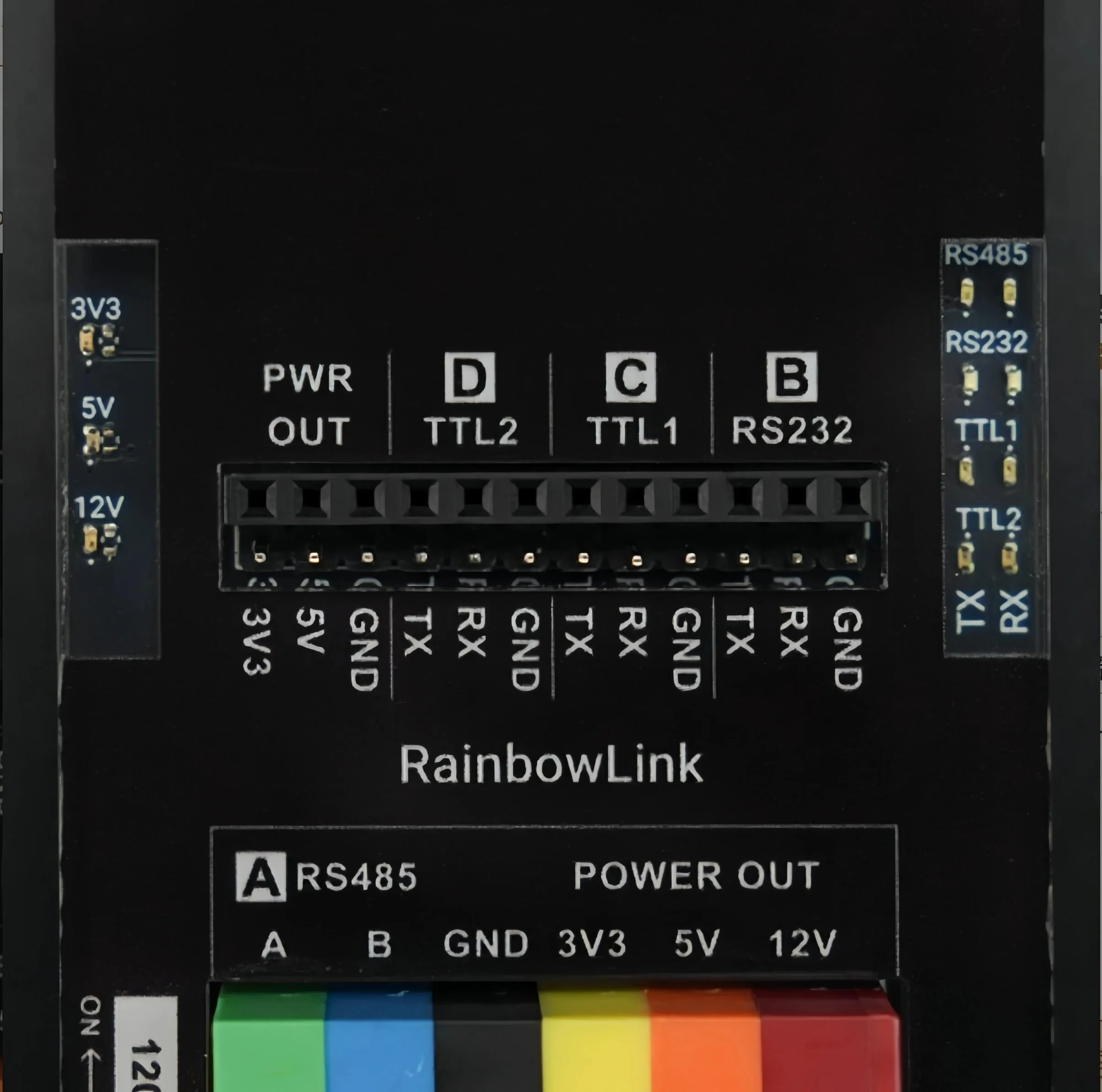 Фото Конвертер USB RainbowLink V1 4-в-1 RS485/RS232/2xTTL с выходом 12В/5В/3.3В, клеммы с рычажным зажимом без инструментов для промышленного IoT №5