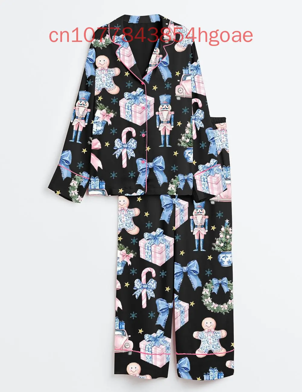 Весна/Лето Новый Кокетка Шинуазри Рождественский атласный пижамный комплект с 3D