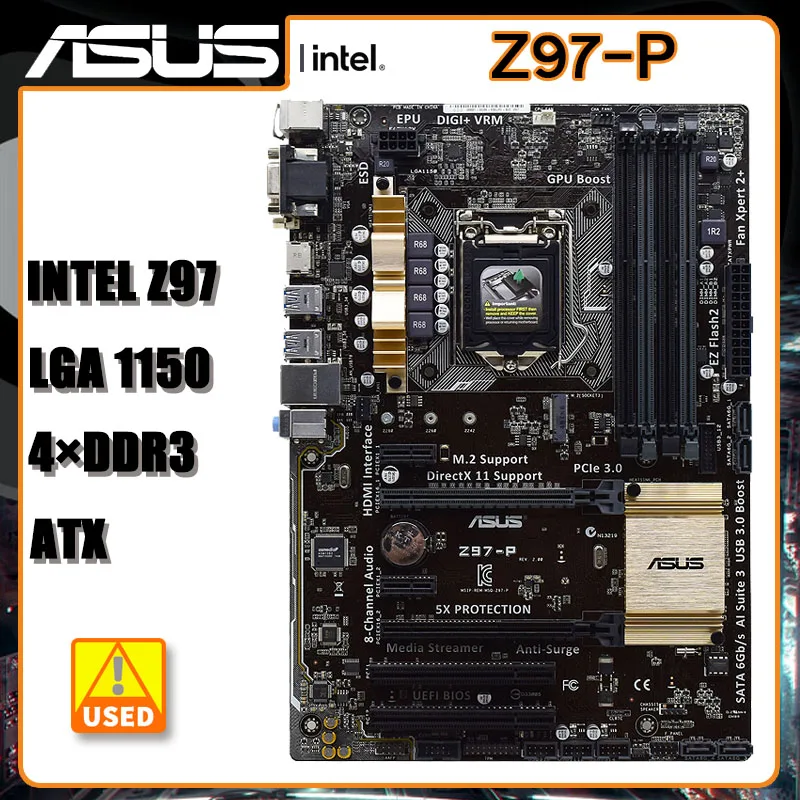 

Материнская плата ASUS Z97-P материнская плата DDR3 32 Гб intel Z97 PCI-E 1150 SATA 3 USB 3,0 DVI ATX для Core i3-4160T