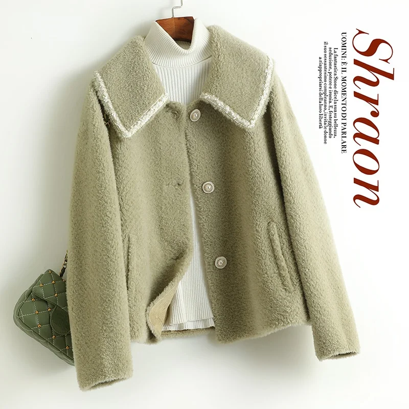 2021 Fashion Women's Winter Jacket 100% Wool Office Lady Single Breasted Simplicity Autumn Woman Coat Manteau Femme Hiver Xhl38