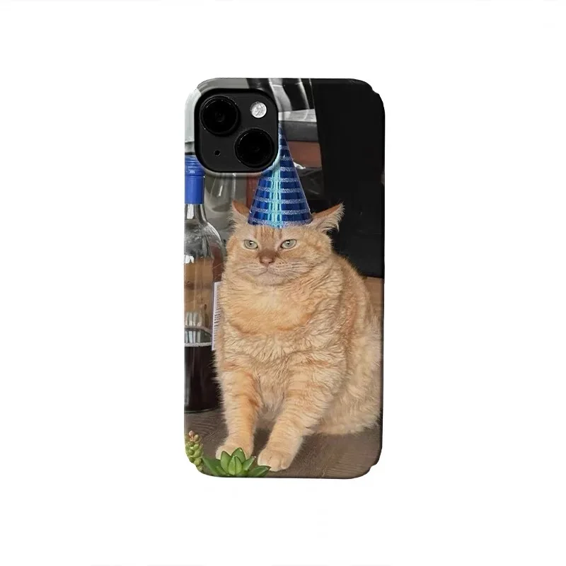 Фото Чехол для телефона Drunken Kitten Orange Cat Cute Art для iPhone 16E 15 14 13 Pro Max 12 Mini 11 Pro, ультратонкий жесткий чехол для ПК №1