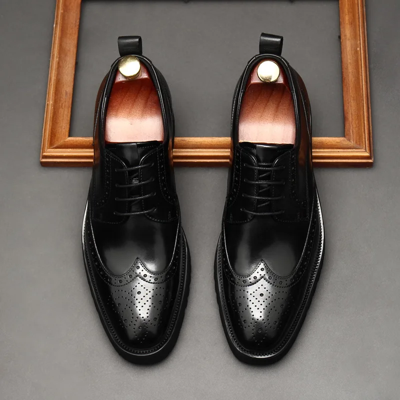 

Luxury Men Oxford Shoes Men Dress Shoes Italian Black brown brogue Pointed Toe Lace up Wedding Office Formal Leather Shoes