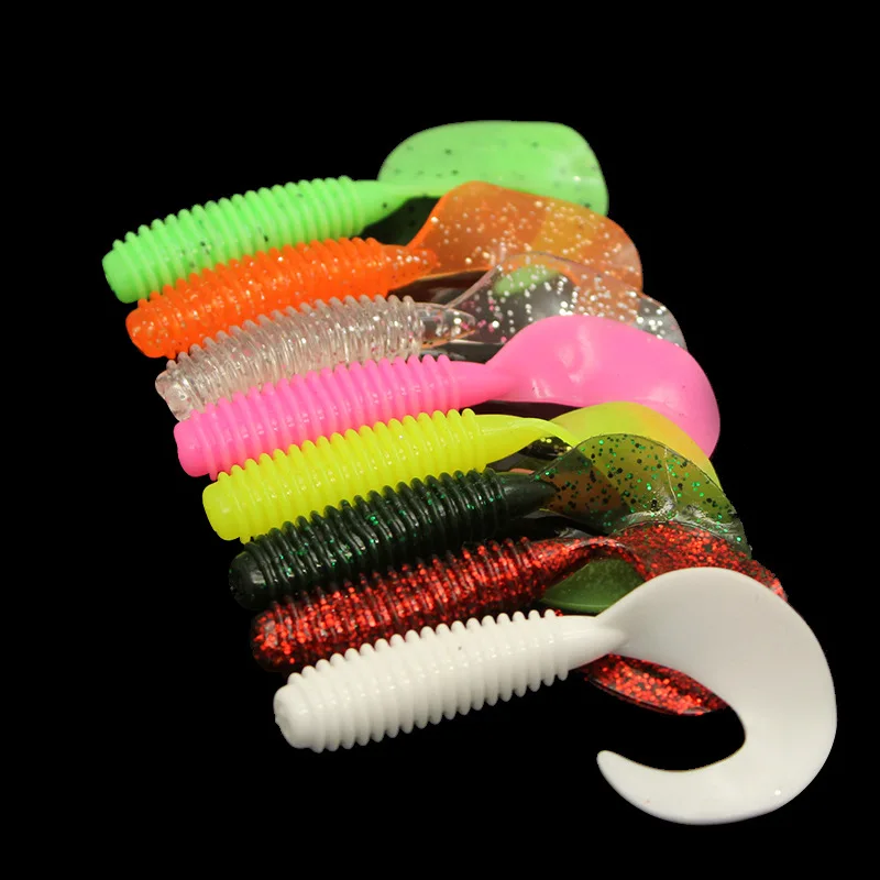 10Pcs Jig Wobblers soft Fishing Lures 60mm 2g Worm Spiral tail salt Smell Silicone Bait Aritificial Carp Bass Pike Lure Tackle