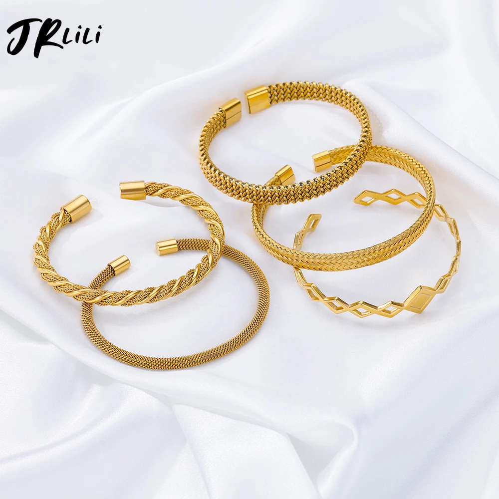 

Stainless Steel Bangles Bracelet for Women Gold Plated Luxury Bracelets Femme Trend Jewelry pulseras mujer bijoux