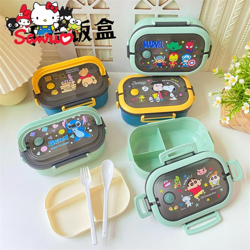 

Sanrio Melody Kuromi Hello Kitty Cinnamoroll Pochacco Lunch Box Student Portable Bento Double Layer Lunch Box for Office Workers