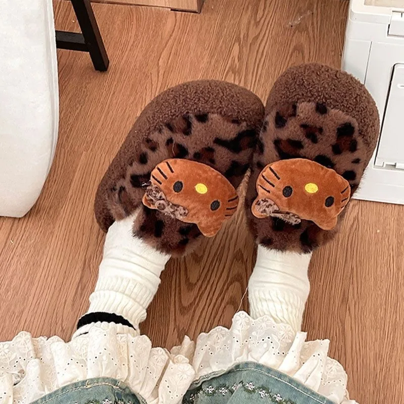 Плюшевые куклы с леопардовым принтом Hellokittys кавайные осенне-зимние теплые