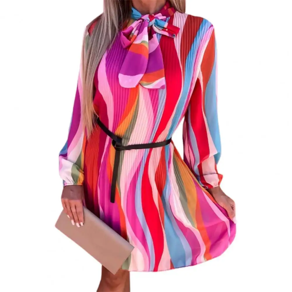 

Mini Dress Shrinkable Cuffs Long Sleeve Office Dress Female Fashion Elegant Party Dress