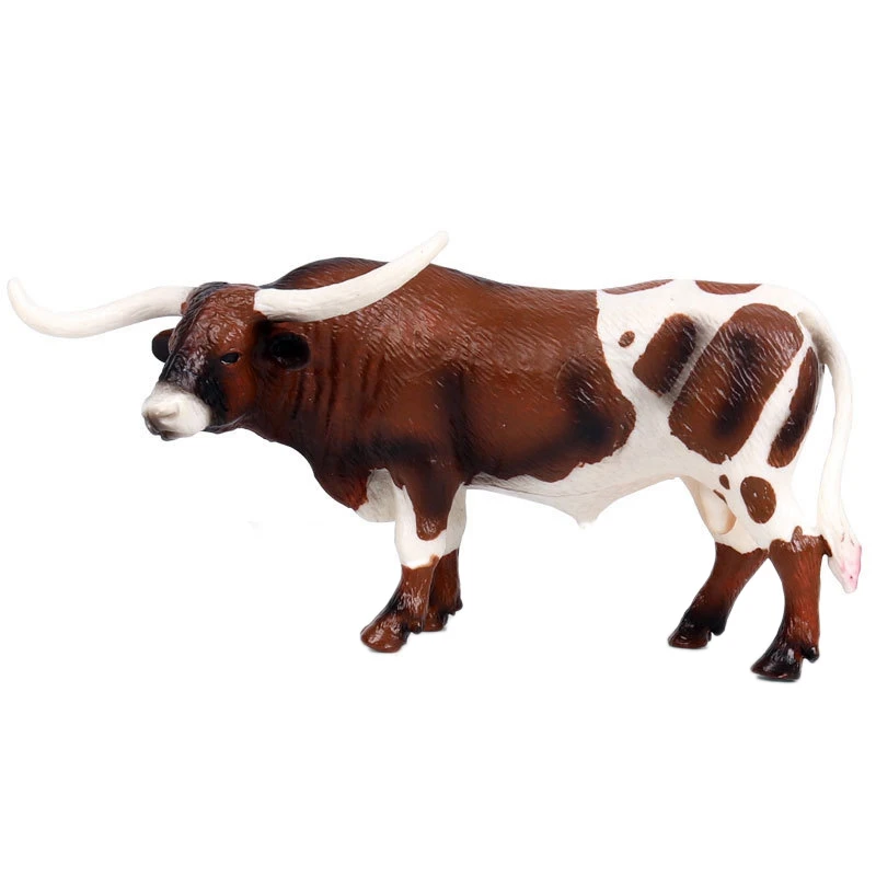 

Plastic Long Horn Bull Cattle Animals Action Figures Static Cute Model Collection Cow Model Toys For Kids