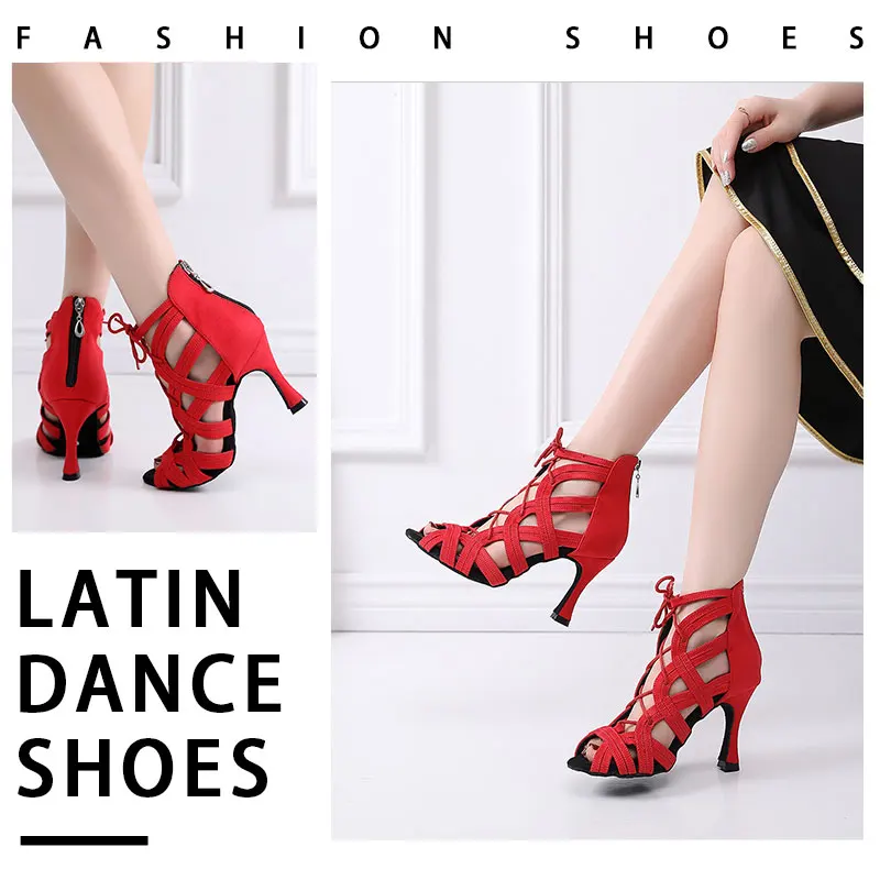 SWDZM Women's Latin Dance Shoes for woman Ballroom dance shoes Hollow out Performance tango Laitn dancing boots Ladies Girls Hot