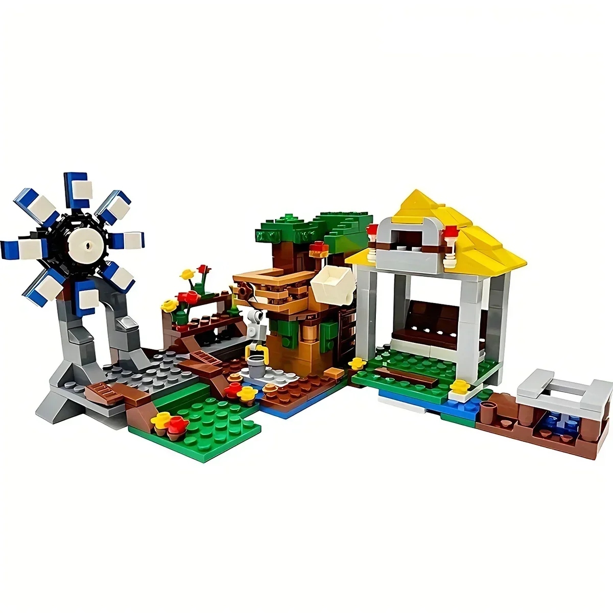 Мой мир Minecrafted Village Tree House Водопад Warhorse Строительные блоки с фигурками Кирпичи DIY