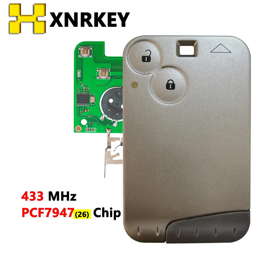 

XNRKEY 5 шт./лот 2-кнопочный пульт дистанционного управления автомобильный ключ PCF7926 чип 433 МГц для Renault Laguna Espace 2001-2009 без логотипа без слов