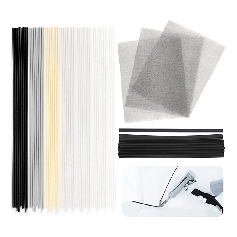 

75 Pcs 8 Types With 7.9 X 5.9 Inch Stainless Steel Welding Mesh Plastic Welding Rods Assortment Kit For Bumper Repairs