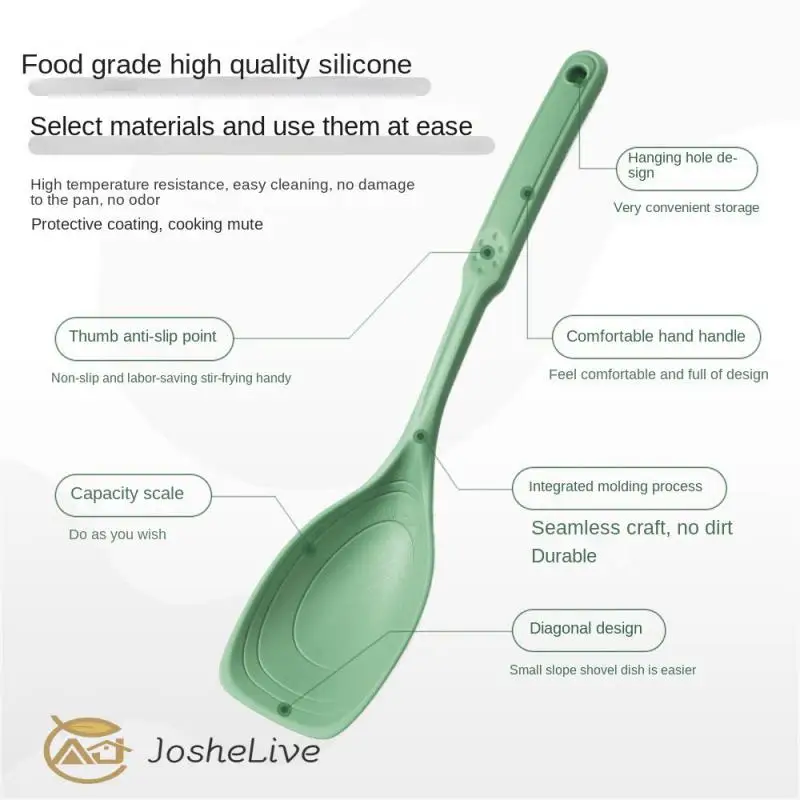 

Silicone Spoon Hold Comfortable No Burrs Tableware Scoop Round Handle Silicone Soup Spoons Cooking Utensils Mixing Spoon Large