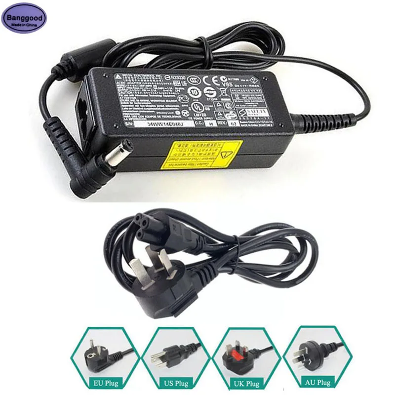 

20V 2A 5.5*2.5mm 40W Laptop Charger w/ AC Power Cable for Lenovo IdeaPad S10-2 Series LG X110 X120 X130 MSI U100 ASUS K43A Q130B