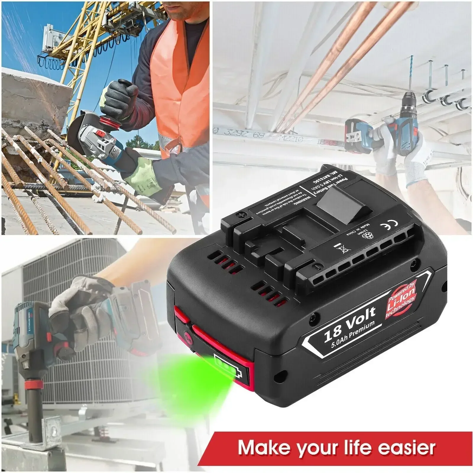 Аккумуляторные батареи 18 В для BOSCH Performance 6 0 Ач LITHIUM-ION GDS250-Li GSR180-Li GSB185-Li
