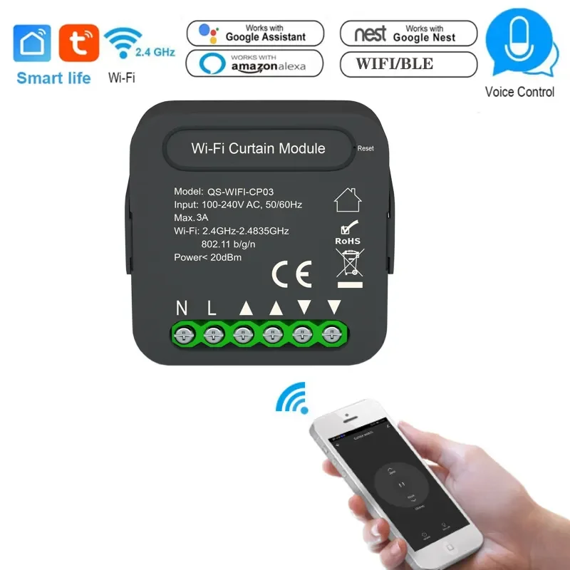 

Модуль занавесок Wi-Fi для рулонных жалюзи, двигатель для умного дома, управление Alexa