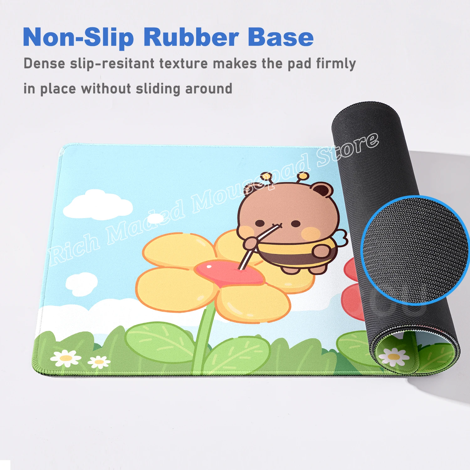 Фото Мультфильм Bubu Dudu, милый настольный коврик Xxl, геймерский коврик для мыши, аниме, компьютерный настольный коврик, аксессуары для ПК, коврик для мыши, большие коврики, офисные коврики для мыши №4
