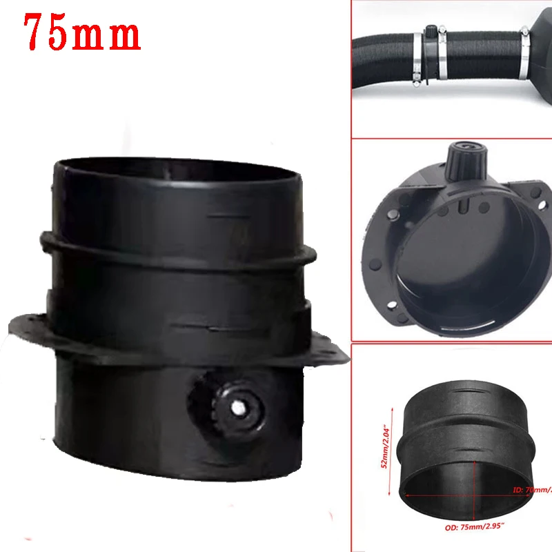 

75mm Car Heater Ducting Connector Pipe & Vavle Flap Plastic Below 120℃ For Eberspacher Or Webasto Equippments Practical To Use