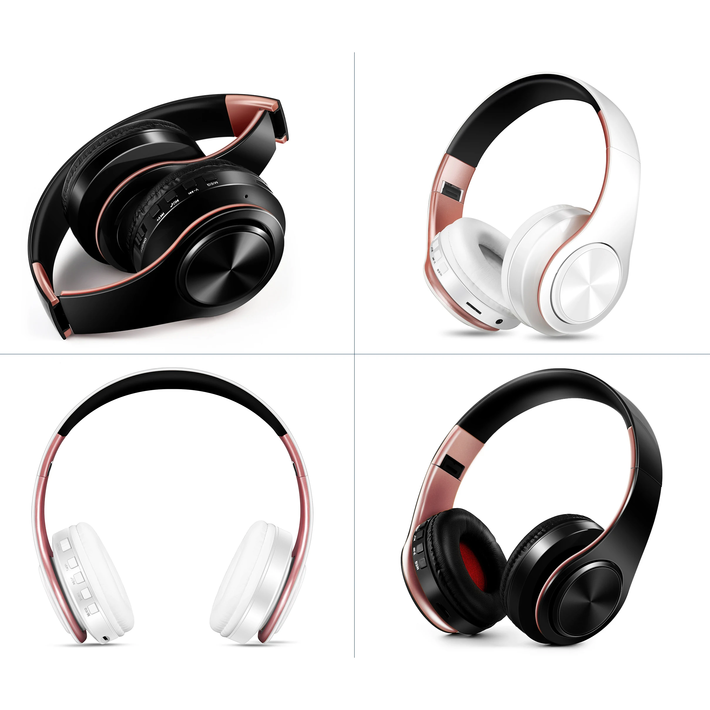 

New Arrival !! Shinning Gold Colors Bluetooth Headphones Wireless Stereo Headsets Earbuds With Mic /TF Card