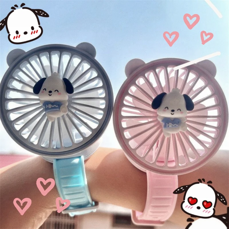 

New Sanrio Fan Cute Cinnamoroll Portable Fan Kawaii Pochacco Usb Exhaus Fans Hand Children Toys Rechargeable Portable Fans Gifts