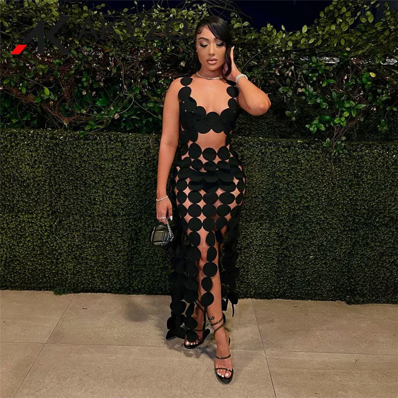 

Hollow Dress Women Sleeveless Weird Puss Backless Coquette Skinny Tassel See Through Bodycon Summer Midnight Clubwear Vestidos