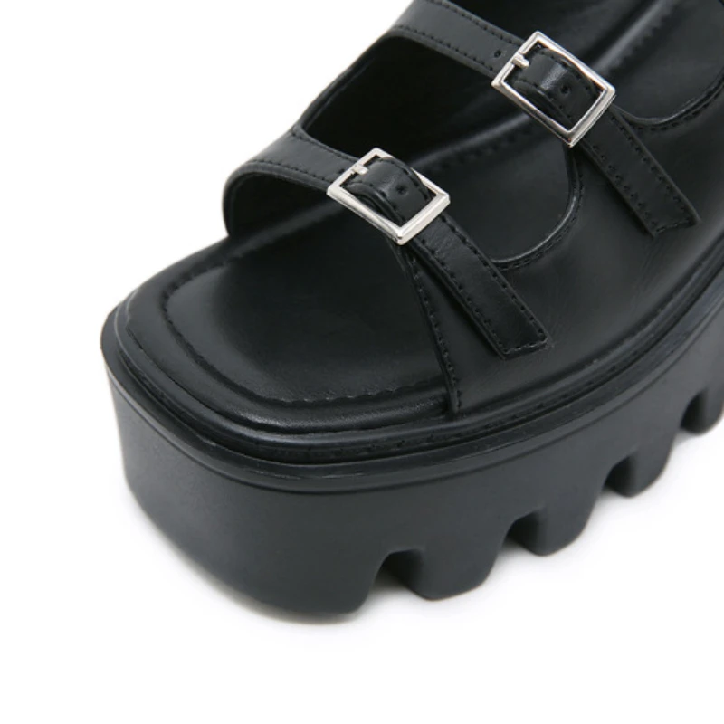 Platform Sandals Women Chunky High Heels Ladies Shoes Thick Bottom Sandalias Mujer Buckle Strap Casual Women's Shoes Summer 2023